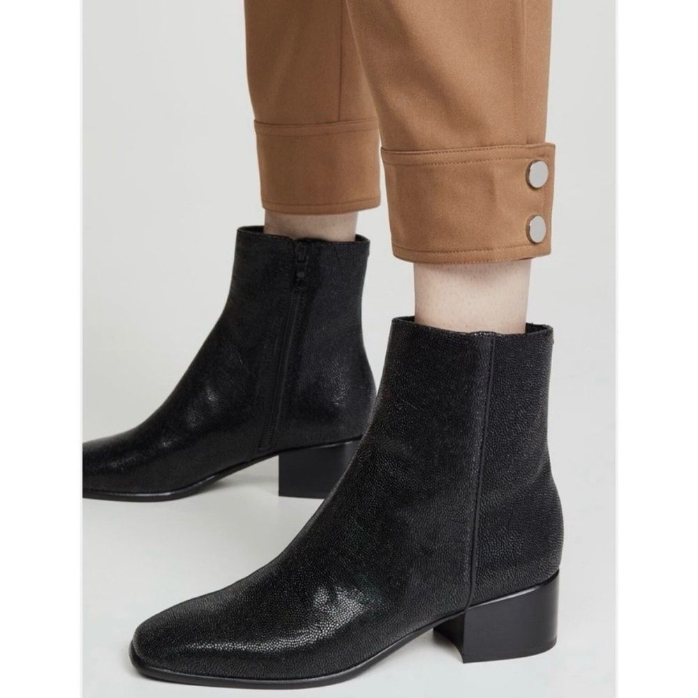 Rag & Bone Black Pebbled Leather Block Heel Mid Boots Women’s Shoe Size 6.5